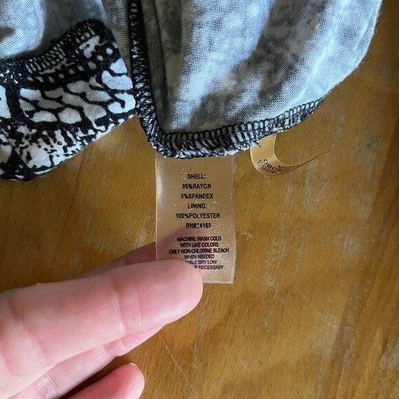 Calvin Klein Black White Dress Lace Print Small Belted Office Work Modest - Picture 11 of 11